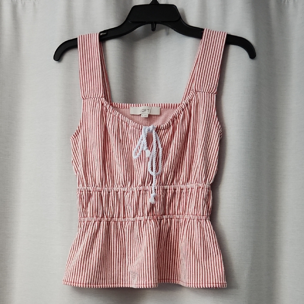 Loft Striped Peplum Tank Size XS